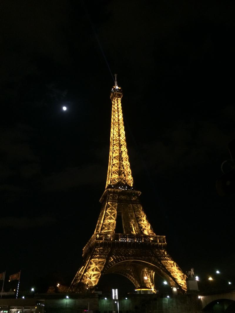 Eiffel Tower, River Seine at night boat tour, Paris, France