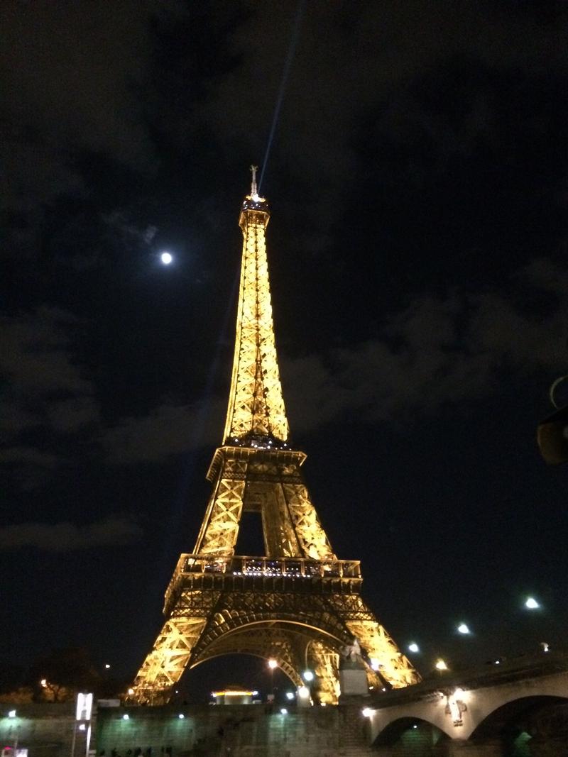 Eiffel Tower, River Seine at night boat tour, Paris, France