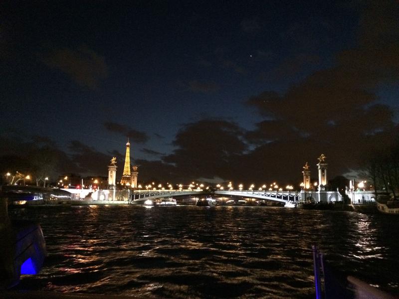 River Seine at night boat tour, Paris, France