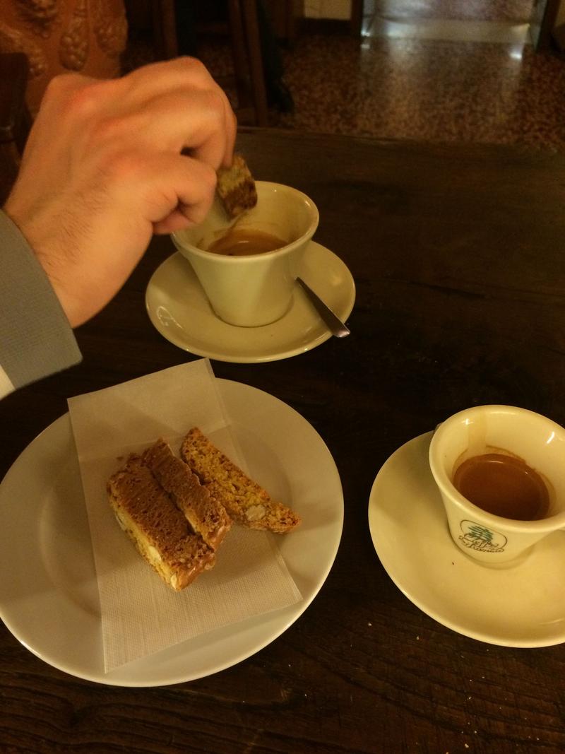 Espresso and biscotti at an Alimentari, Florence, Italy