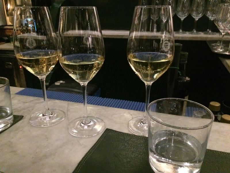 White wine flight at Enoteca Pitti Gola e Cantina, Florence, Italy