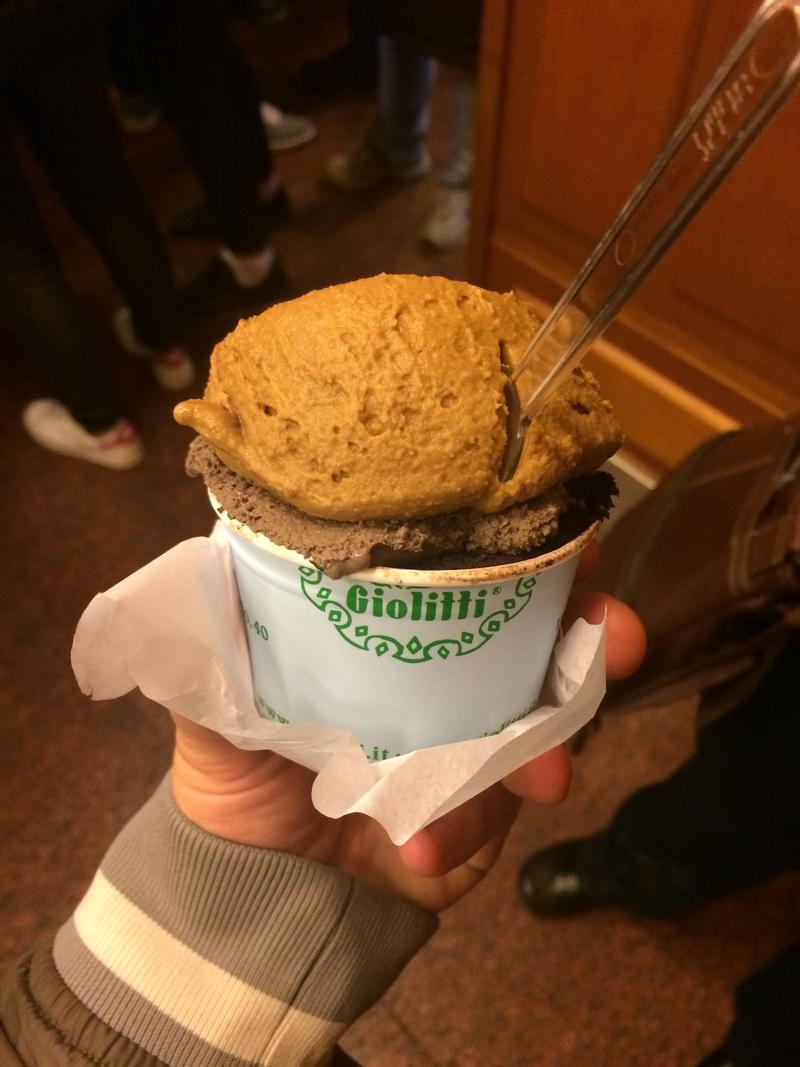 Gelateria Giolitti, Piazza Monte Citorio, Rome, Italy - Coffee and Dark Chocolate flavors