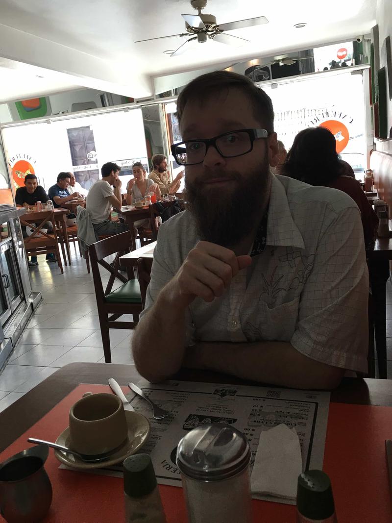 Having breakfast at Cafeteria Pop, Mérida, Yucatán, Mexico