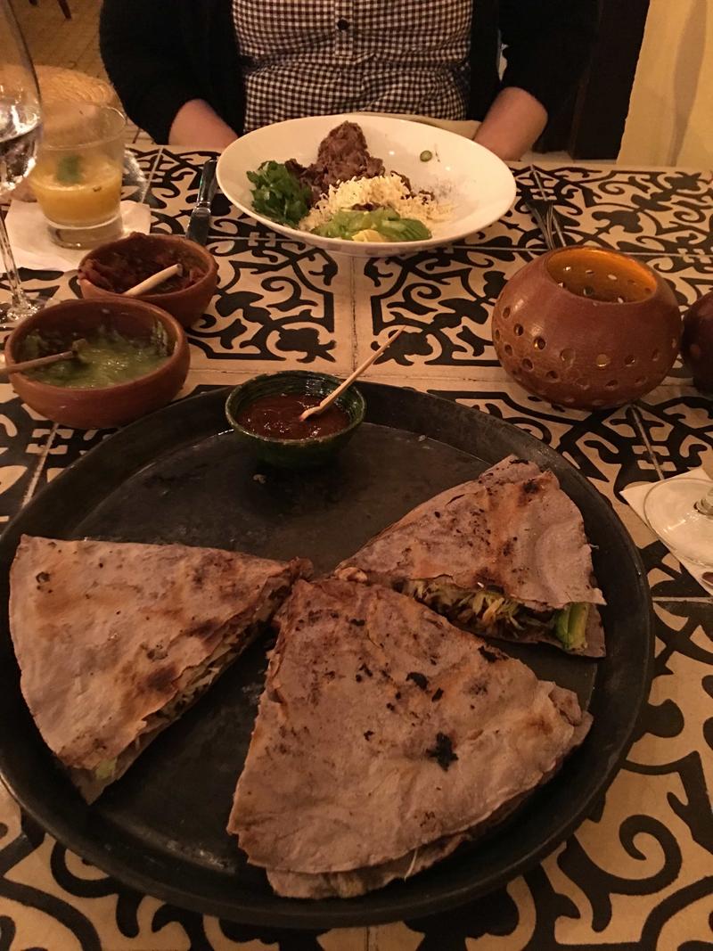 Beef & chorizo, avocado, cheese quesadilla at apoala, Mérida, Yucatán, Mexico