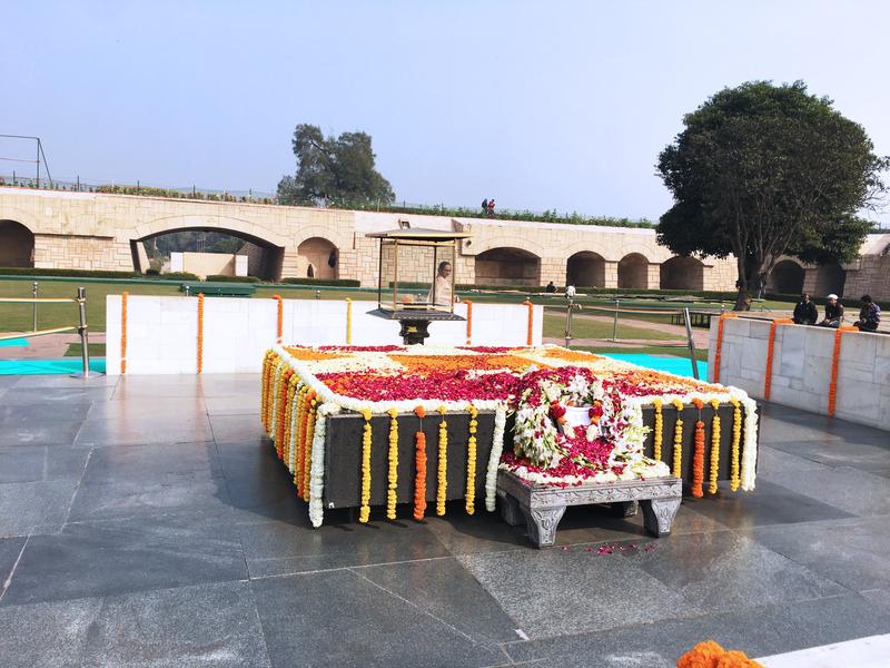 Raj Ghat all flowered up for republic day, New Delhi, Delhi, India