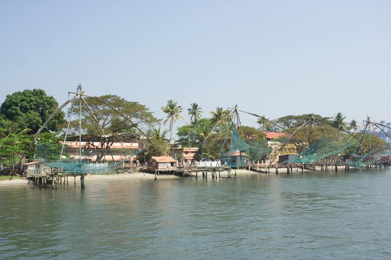 Fishing nets, on a boat tour of the backwaters, Kerala, India