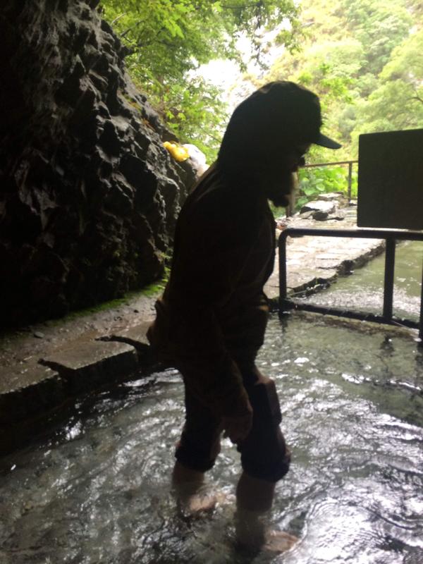 Feeling the cool water. Taroko Gorge, Hualien, Taiwan