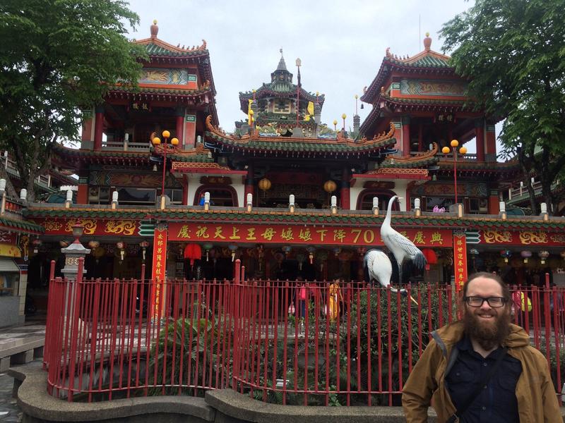 Me standing in front of a temple, Hualien, Taiwan