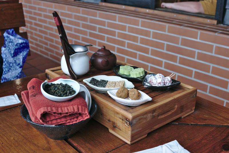 Enjoying tea at A Mei tea house, Jiufen, Taiwan