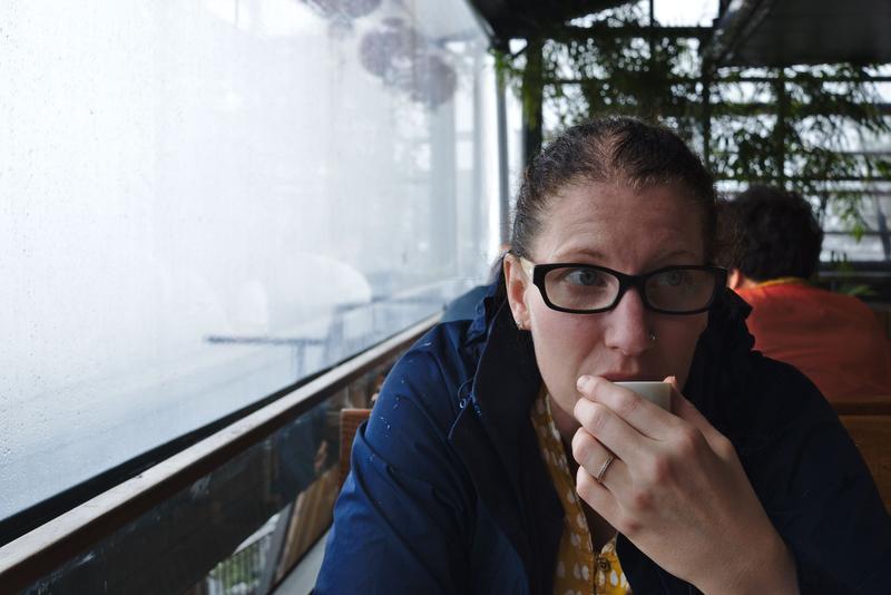 Enjoying tea at A Mei tea house, Jiufen, Taiwan