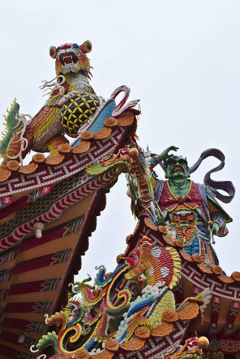 Temple details on Cijin Island, Taiwan