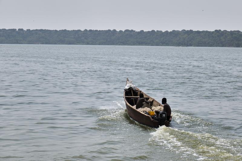 People in a boat on the Kazinga Channel, Uganda