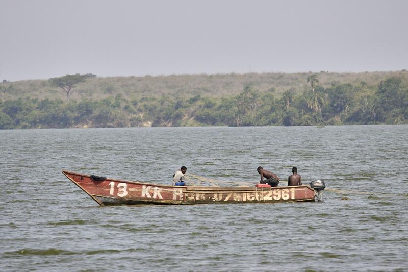 People in a boat on the Kazinga Channel, Uganda