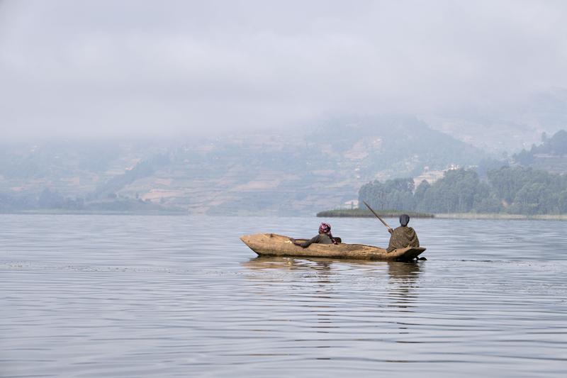 Two women in a boat on Lake Bunyonyi, Uganda