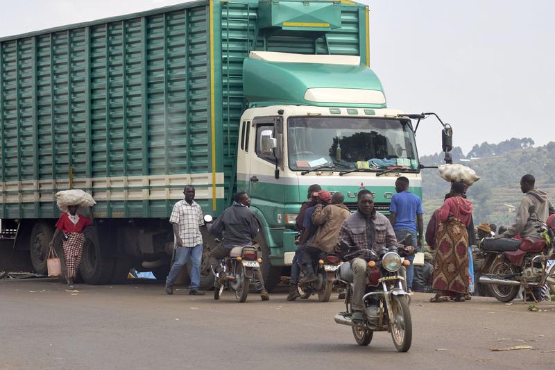 Street scenes of people at a market, Uganda