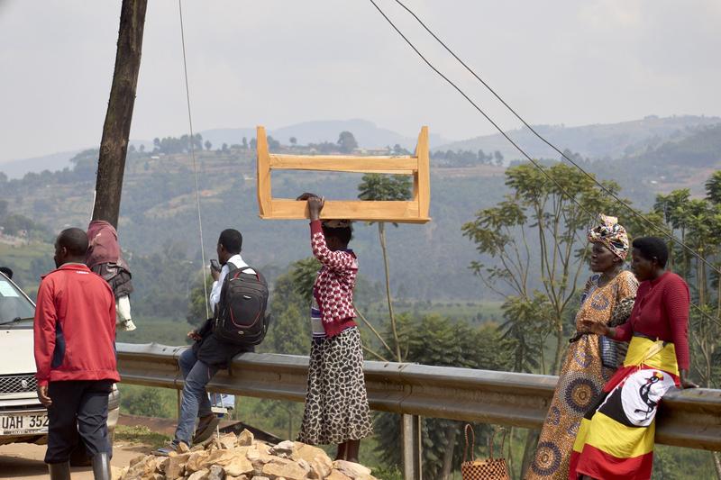 Street scenes of people at a market, Uganda