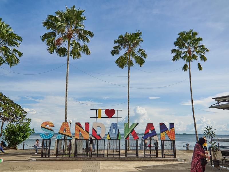 I love Sandakan sign, Sabah, Malaysia
