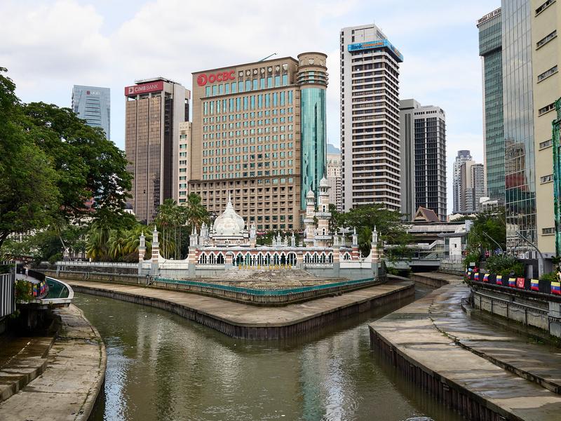 Floating Sultan Abdul Samad Jamek Mosque, where two rivers join, Kuala Lumpur, Malaysia