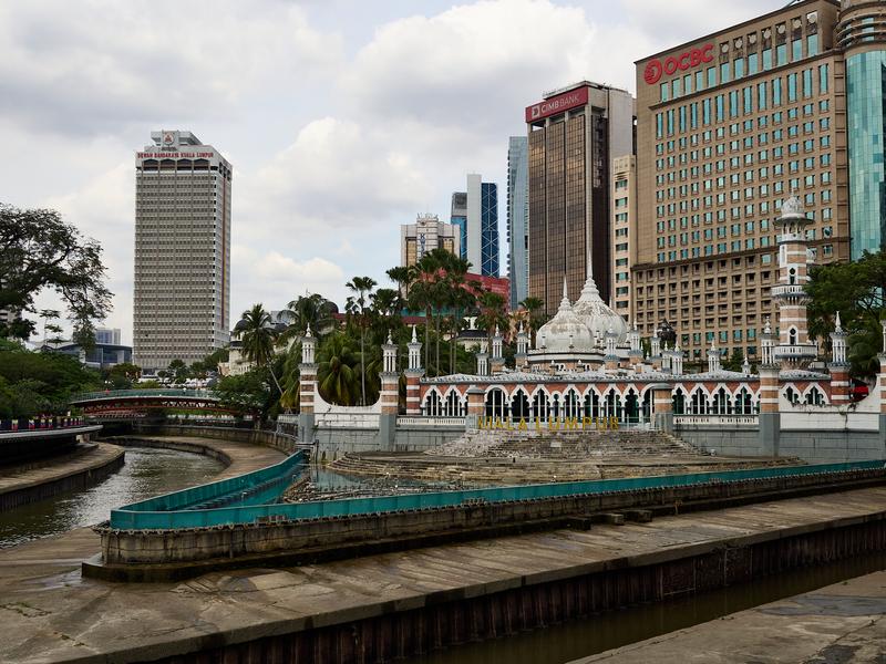 Another angle of the floating Sultan Abdul Samad Jamek Mosque, Kuala Lumpur, Malaysia