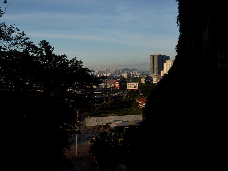 City view from the top of the Batu Caves steps, Kuala Lumpur, Malaysia