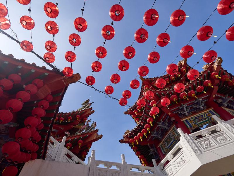 Thean Hou Temple, lanterns and the sky, Kuala Lumpur, Malaysia