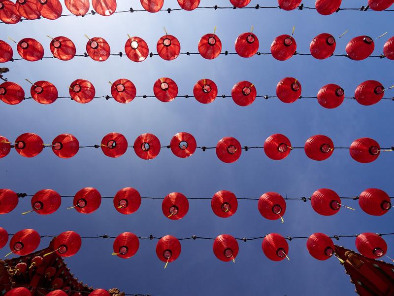 Thean Hou Temple, lanterns and the sky, Kuala Lumpur, Malaysia