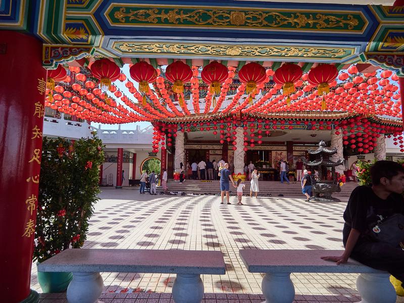Thean Hou Temple, lanterns and shadows with people, Kuala Lumpur, Malaysia