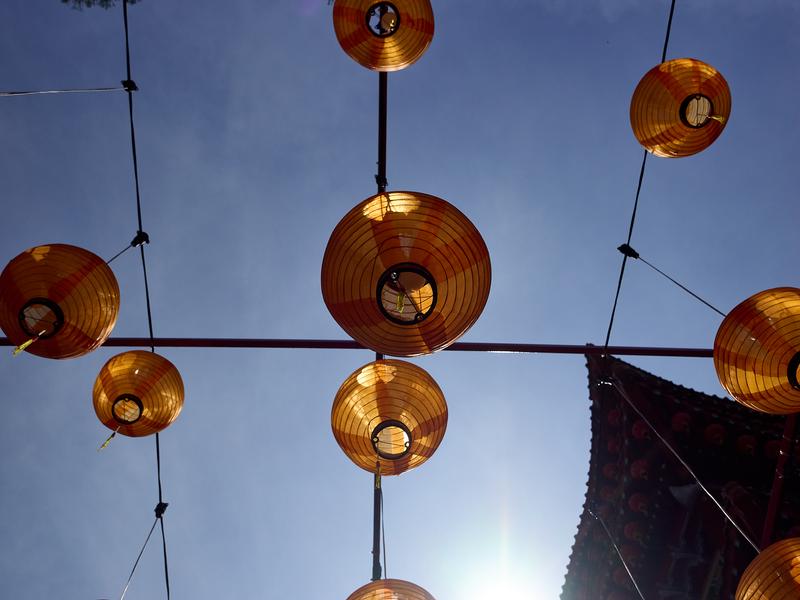 Thean Hou Temple, lanterns in the sun, Kuala Lumpur, Malaysia