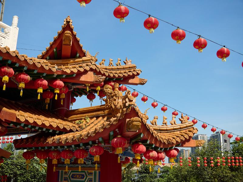Thean Hou Temple, lanterns and temple details, Kuala Lumpur, Malaysia