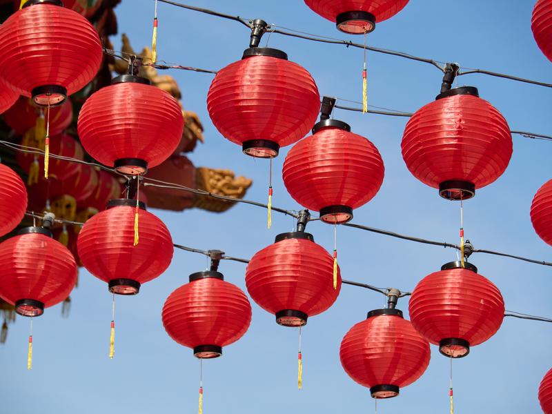 Thean Hou Temple, lanterns up close and in focus, Kuala Lumpur, Malaysia