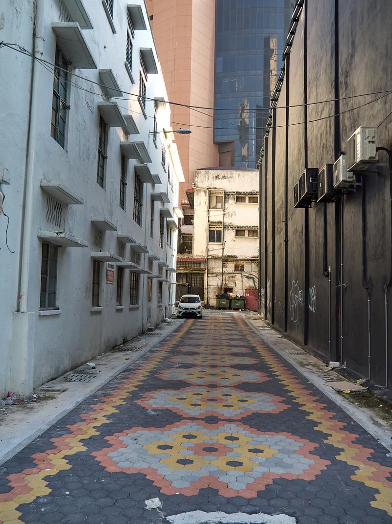 Colorful tile pattern sidestreet/alley, Kuala Lumpur, Malaysia