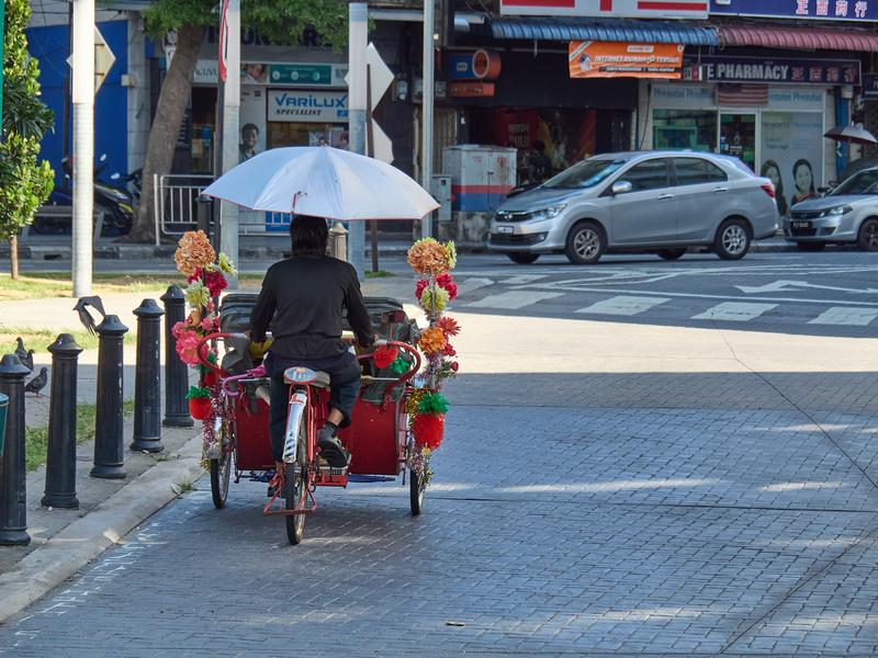 Flowered pedicab, Penang, Malaysia