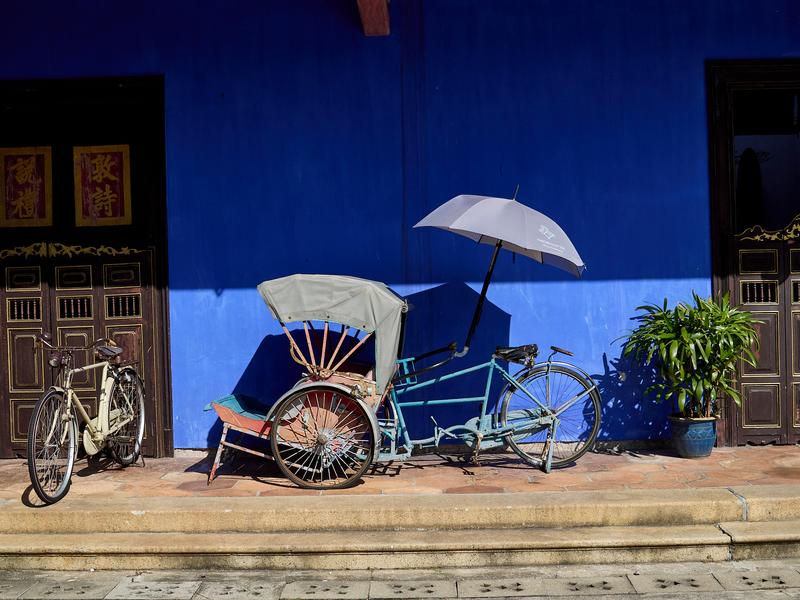 Bicycles in front of the blue mansion, Penang, Malaysia