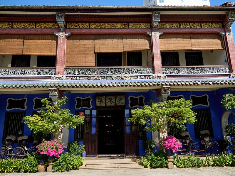 Blue mansion exterior details, Penang, Malaysia