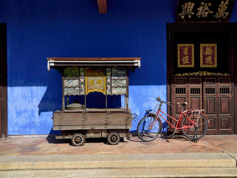 Blue mansion exterior details, Penang, Malaysia