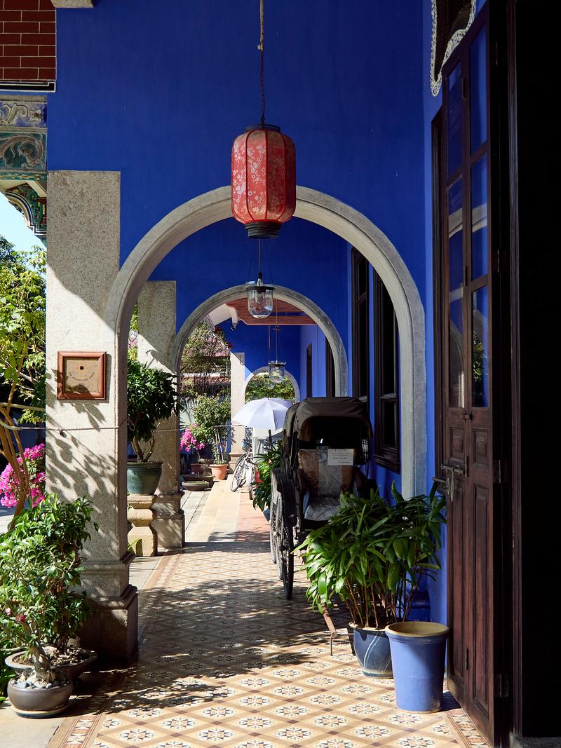 Blue mansion exterior details, Penang, Malaysia
