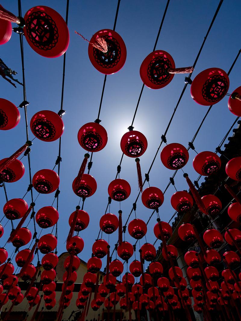 Temple details, lanterns, Penang, Malaysia