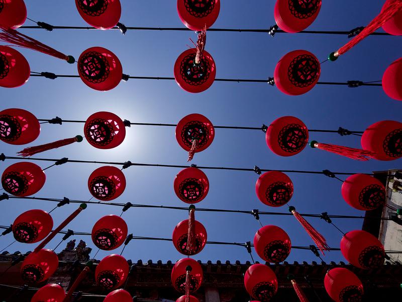 Temple details, lanterns, Penang, Malaysia