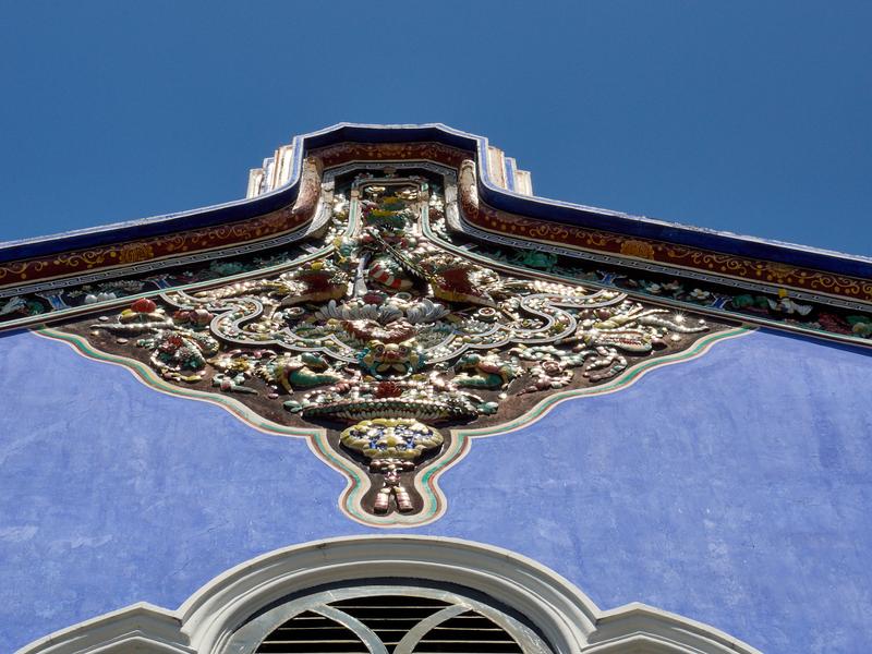 Blue mansion exterior details, Penang, Malaysia