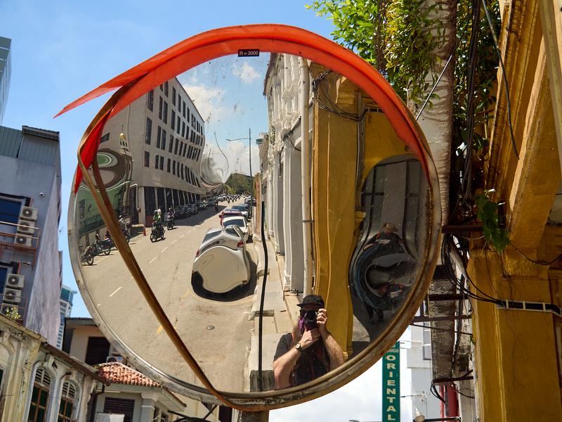 Street views and selfie reflection, Penang, Malaysia