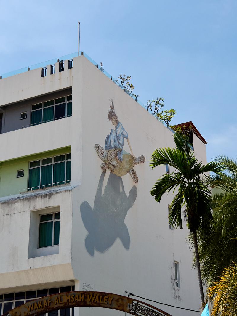 Child and turtle street art, Penang, Malaysia