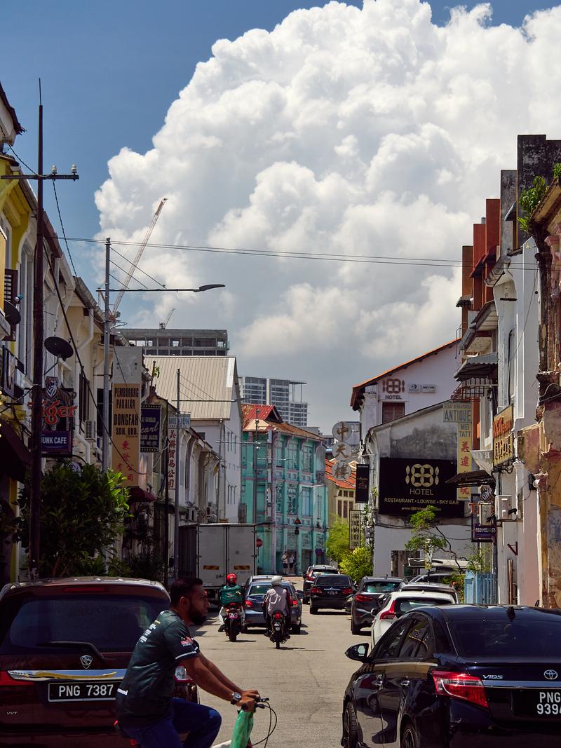 Colorful buildings and intense clouds, Penang, Malaysia