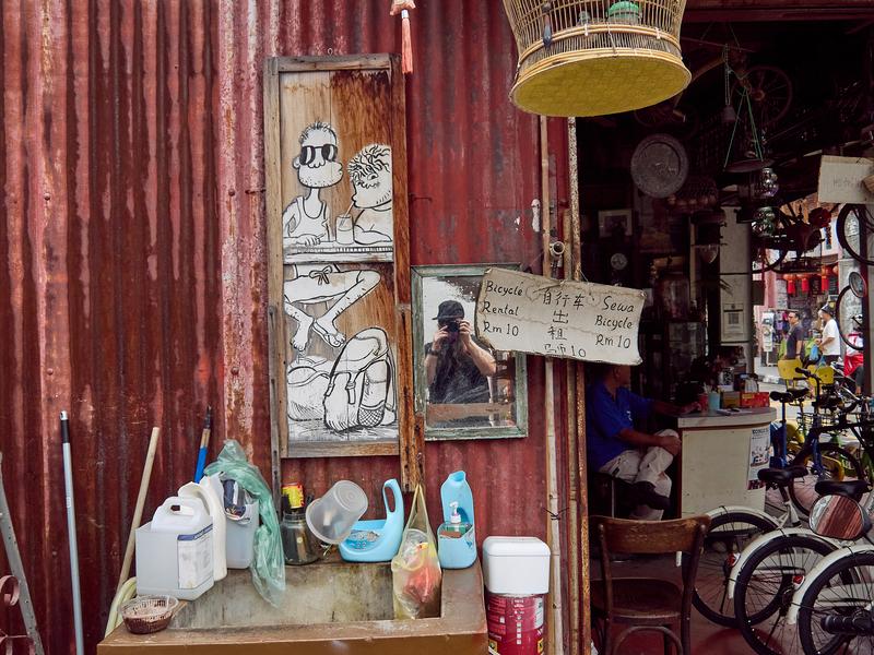 Street art and mirror selfie, Penang, Malaysia