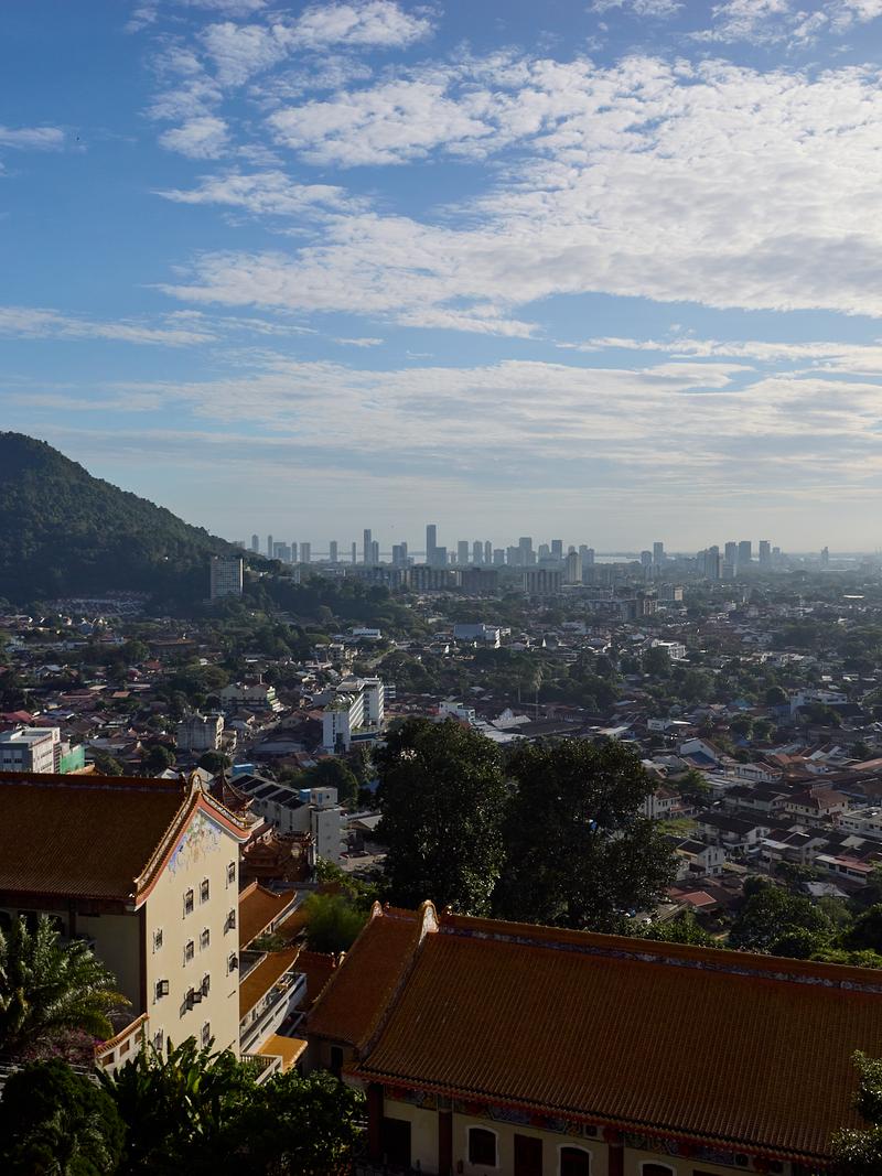 View of the city from the first stop at Kek Lok Si Temple, Penang, Malaysia