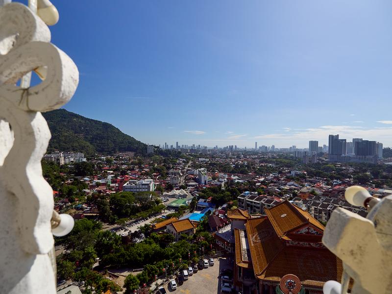 Temple details, architecture and cityscape, Kek Lok Si Temple, Penang, Malaysia