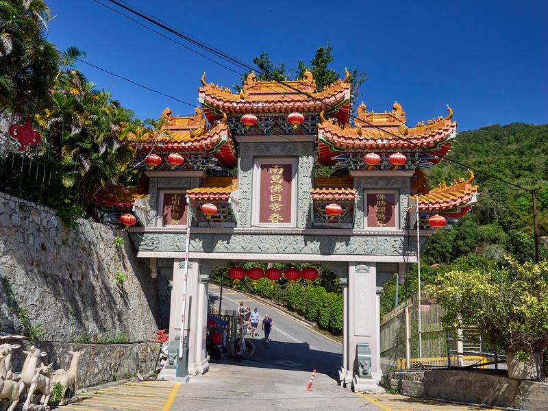 Temple details, car park, Kek Lok Si Temple, Penang, Malaysia