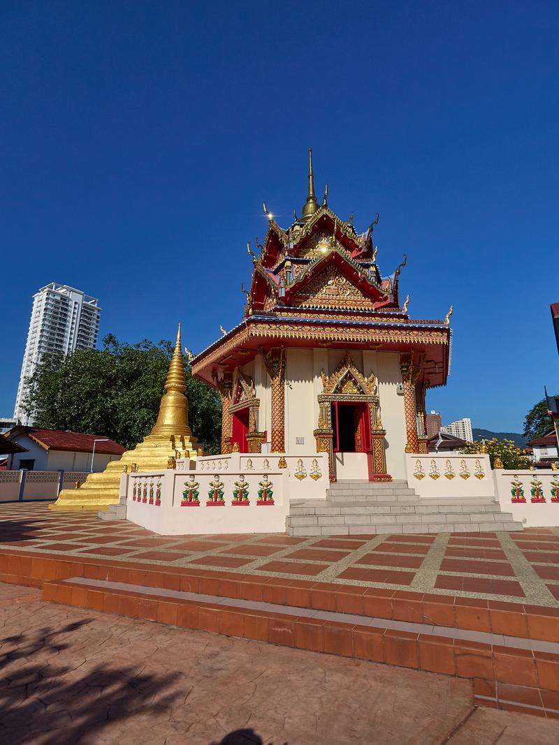 Colorful and ornate Wat Chayamangkalaram Thai Buddhist Temple, Penang, Malaysia