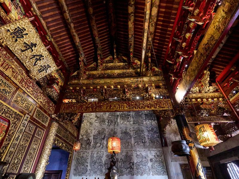 Interior of Leong San Tong Khoo Kongsi Clan house, Penang, Malaysia