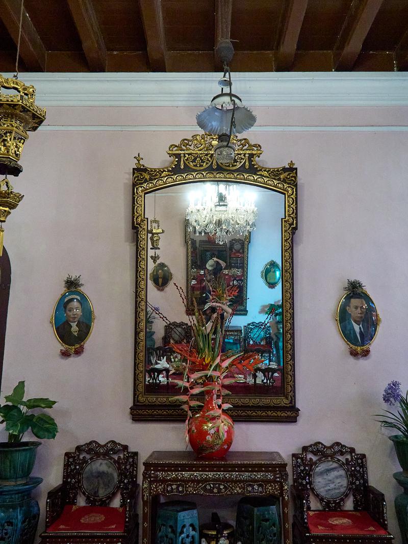 Selfie reflection in the interior of the Green Mansion, Penang, Malaysia