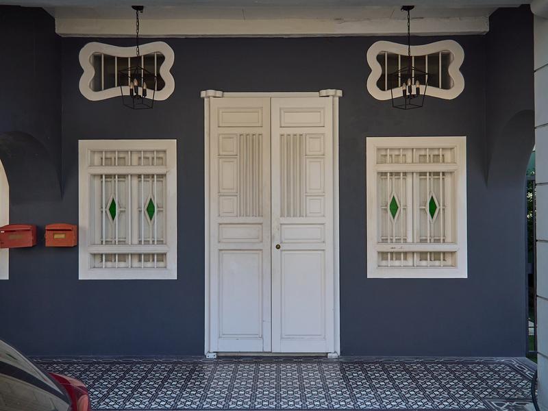 Green diamonds house front, Penang, Malaysia